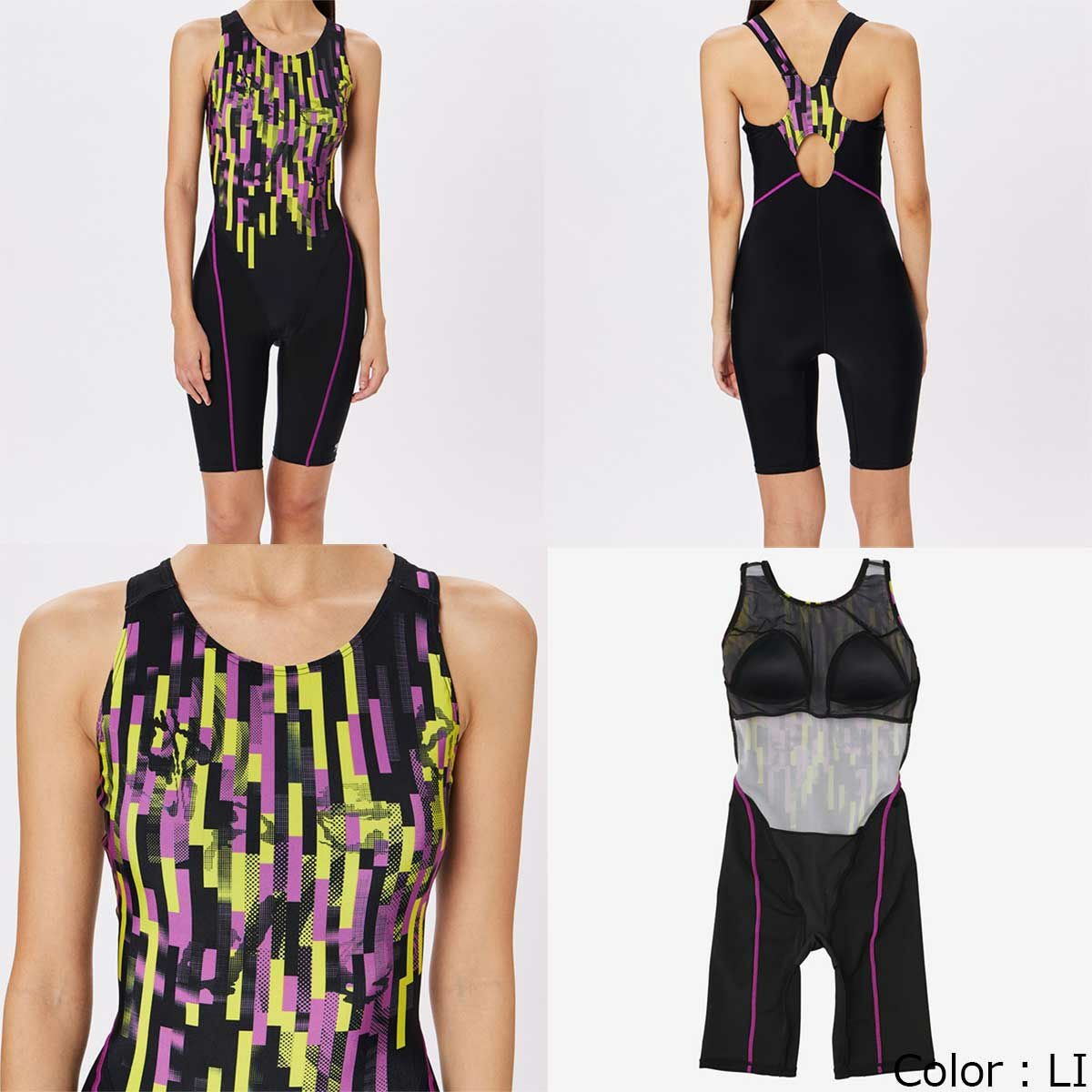 スピードSPEEDOスイムフィットネス競泳水着ストライプスディライトルースンニースキンStripesDelightLoosenKneeskinSFW12450-PNレディース女性24FA秋冬