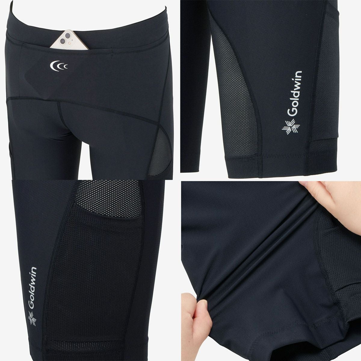 ゴールドウインGOLDWINランニングウェアボトムスショートハーフパンツ短パンインパクトエアーカーゴハーフタイツC3fitIMPTARHFTIGHTSGC15152-BKメンズ男性