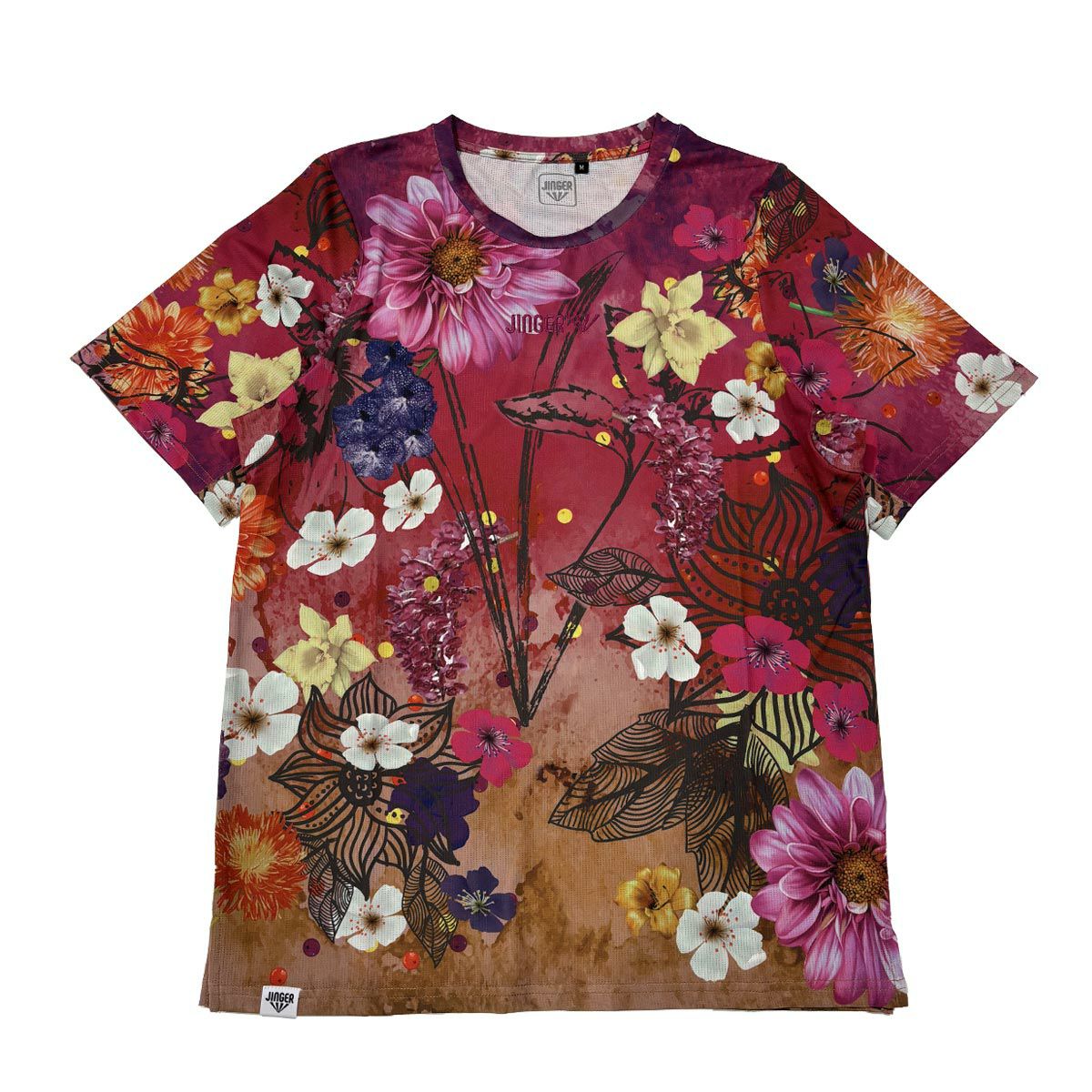 ジンガーJINGERランニングウェア半袖TシャツランニングTシャツJ-1039-WINEメンズレディースユニセックス25SP春夏