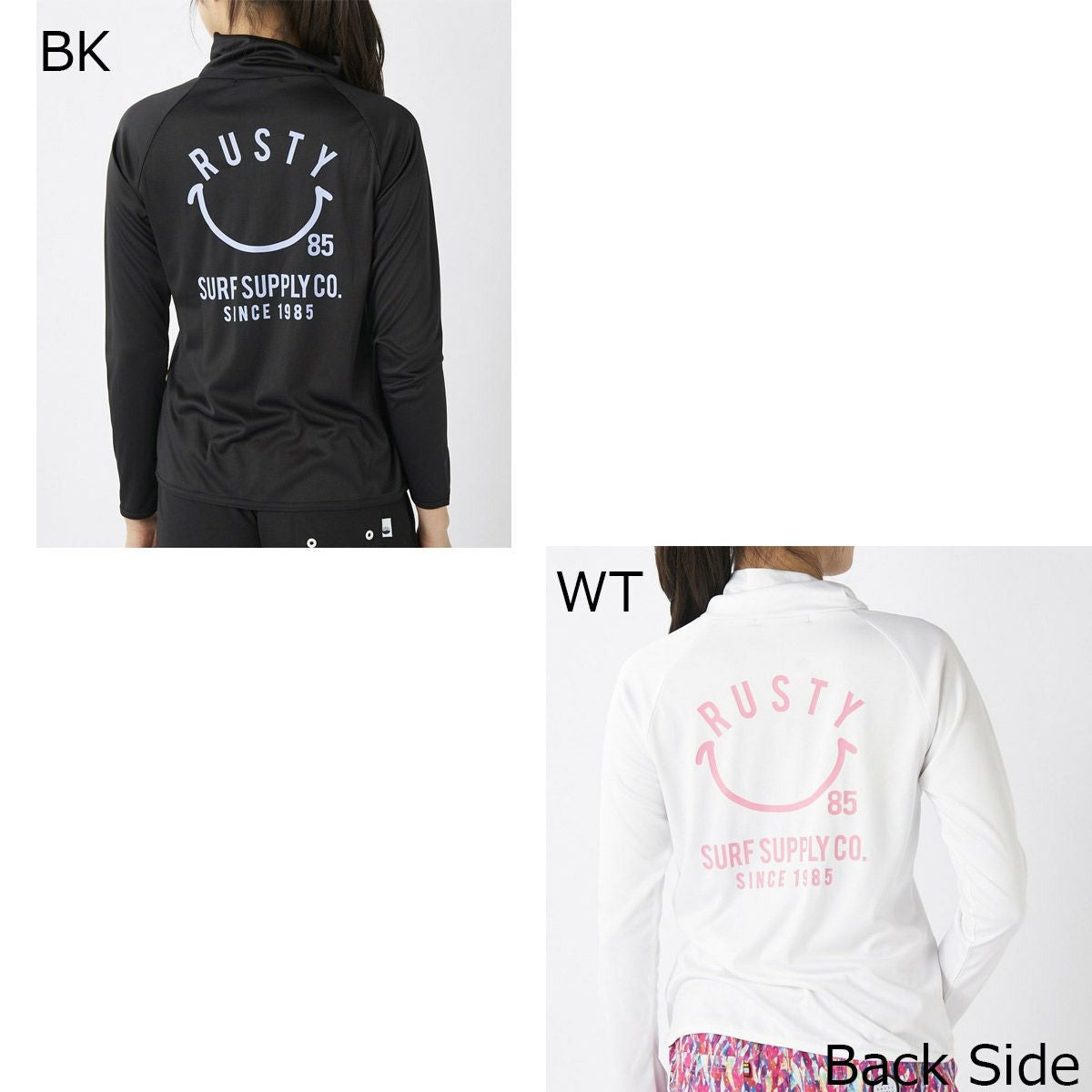 ラスティRUSTYサーフィンサーフラッシュガードUVカットスムースニコちゃん立ち襟UVラッシュガード925-461レディース女性25SP春夏