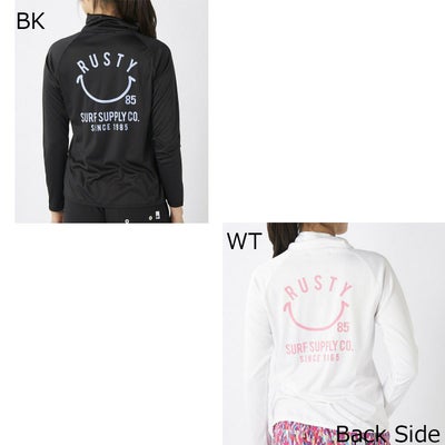 ラスティRUSTYサーフィンサーフラッシュガードUVカットスムースニコちゃん立ち襟UVラッシュガード925-461レディース女性25SP春夏