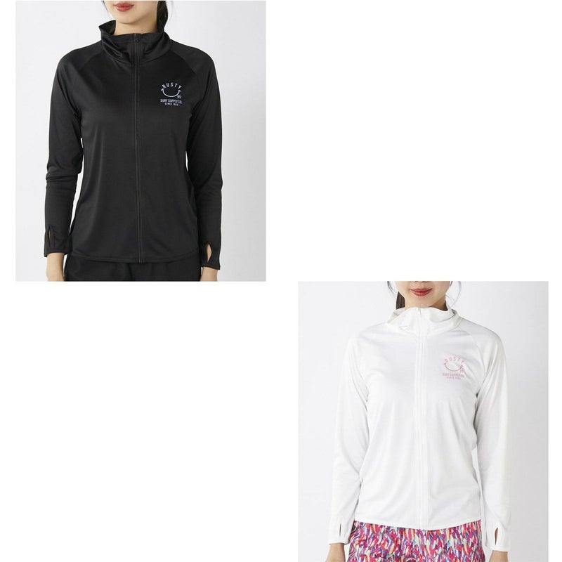 ラスティRUSTYサーフィンサーフラッシュガードUVカットスムースニコちゃん立ち襟UVラッシュガード925-461レディース女性25SP春夏