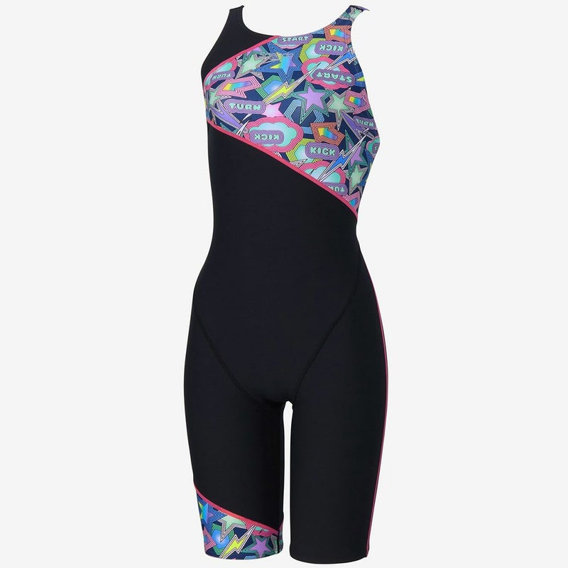 スピードSPEEDOスイムフィットネス競泳水着スパークリングブーンターンズパズルミニオープンバックニースキンSparklingBoomTurnSPuzzleM/OKneeskinSTW12557-PNレディース女性25S2秋冬