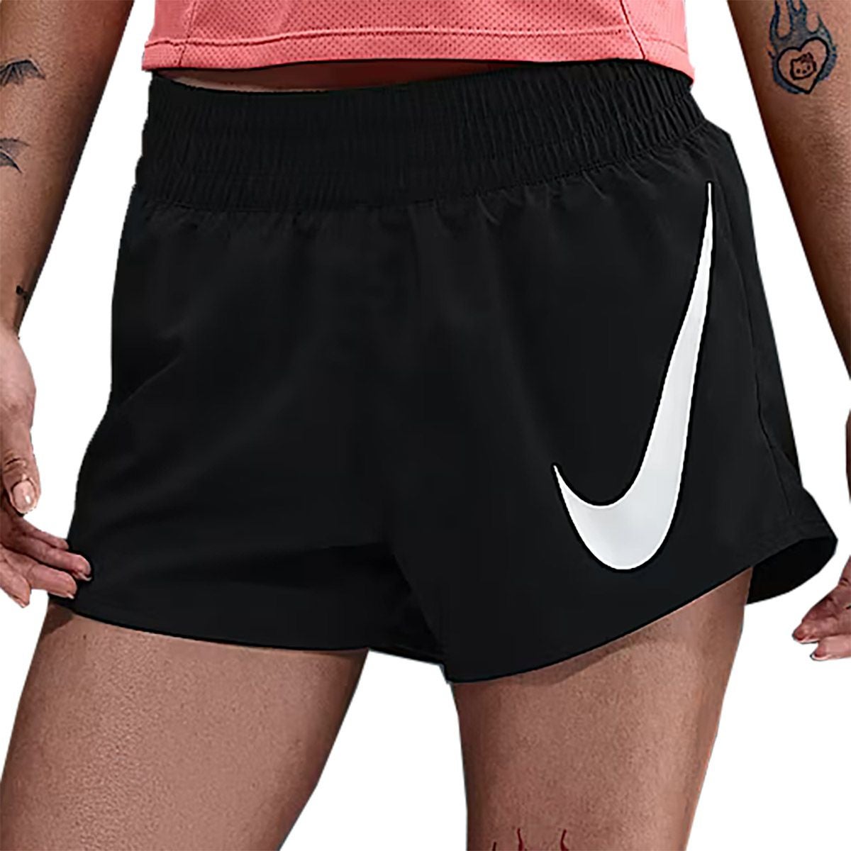 ナイキNIKEランニングウェアボトムスショートハーフパンツ短パンウィメンズワンスウッシュDri-FITミッドライズルーズ8cmランニングショートパンツインナー付きHV2617-010レディース女性25FA秋冬