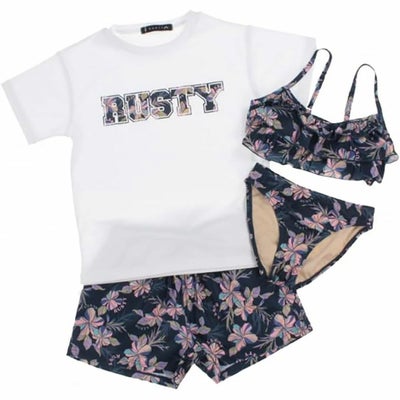 ラスティRUSTYサーフィンサーフ水着ファッション水着セパレート4点SET965-801ジュニアキッズ子ども女の子25SP春夏