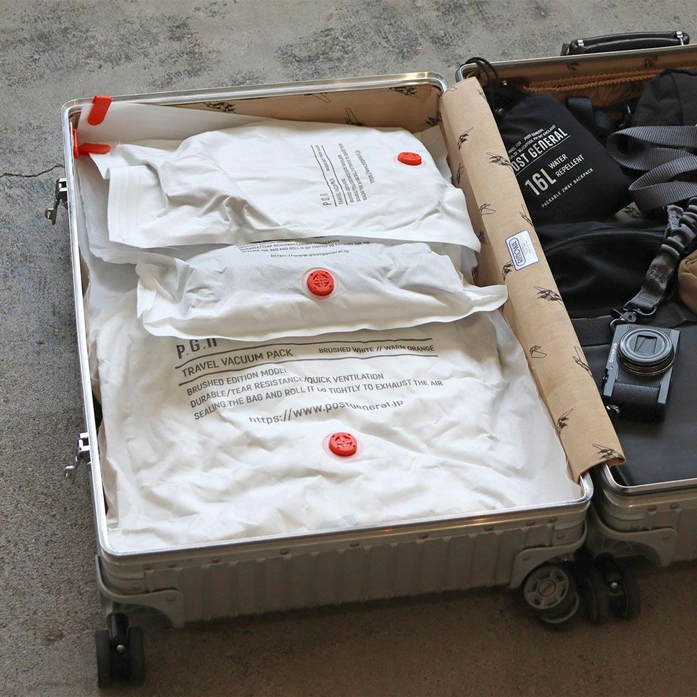 ポストジェネラルPOSTGENERALPGトラベルバキュームパックパック2SサイズLサイズ2枚セット圧縮袋圧縮ポーチ便利グッズ衣類タオル下着旅行用出張旅トラベル収納洗濯スライダー式TRAVELVACUUMPACKBWHS-PACK2-TRAVELV-PACK