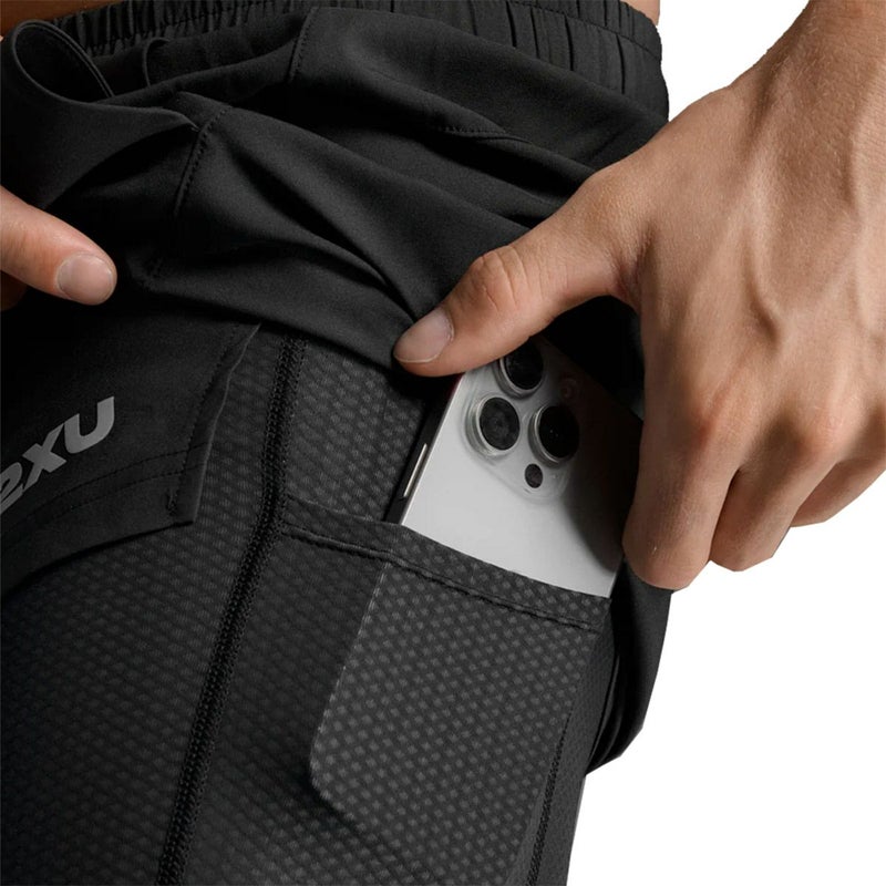 2XUツータイムズユーランニングウェアボトムスショートハーフパンツ短パンAeroMesh2-in-15InchShortsMR7351Bメンズ男性25FA秋冬