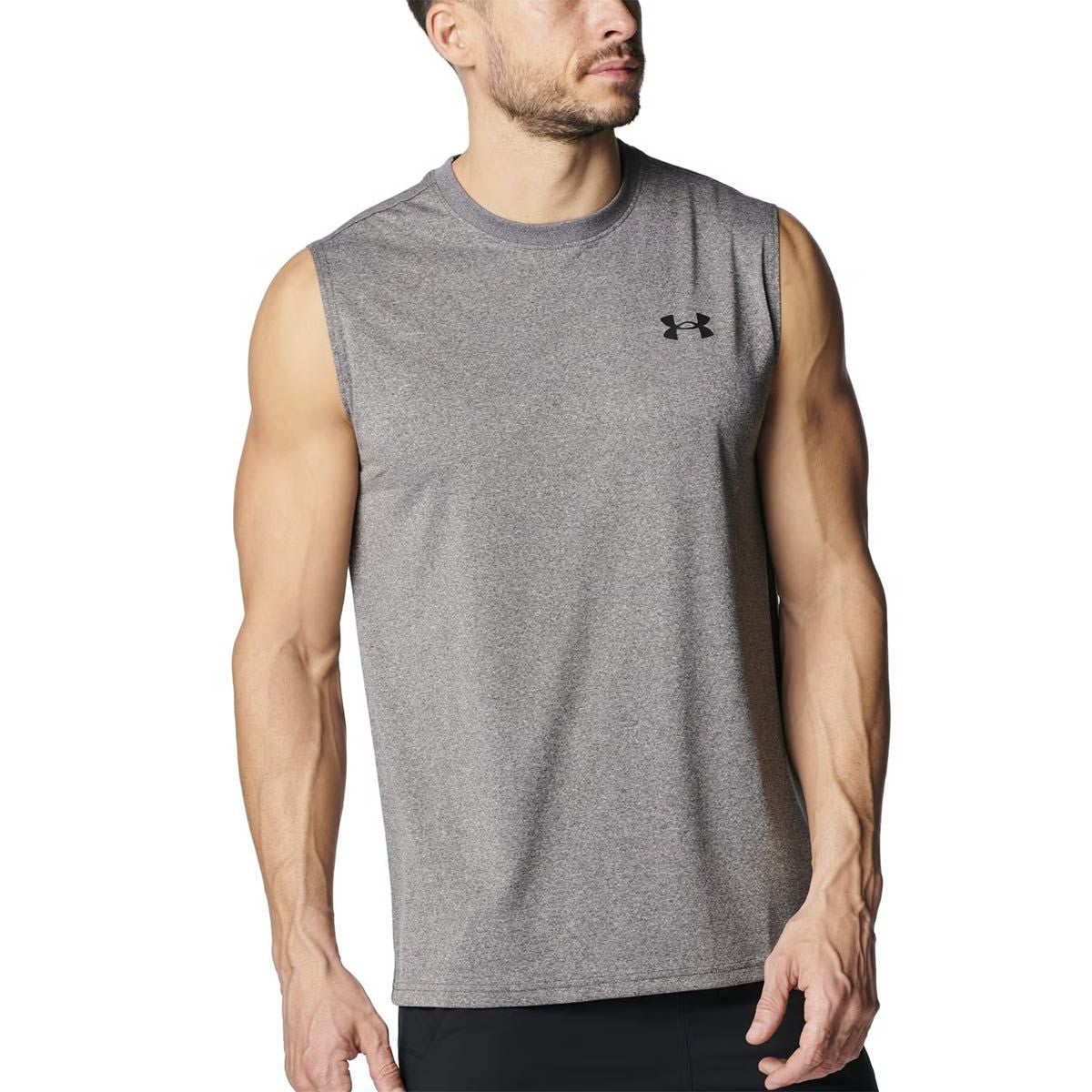 アンダーアーマーUNDERARMOURジムフィットネスヨガウェアノースリーブタンクトップテックスリーブレスシャツTechSL1367452-090メンズ男性25FA秋冬