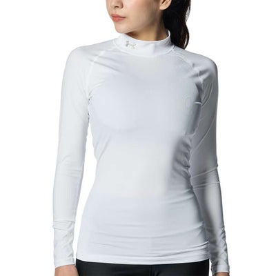 アンダーアーマーUNDERARMOURジムフィットネスヨガウェアインナーシャツアンダーシャツヒートギアコンプレッションモックシャツHGCompressionLSMock1358605-100レディース女性25FA秋冬