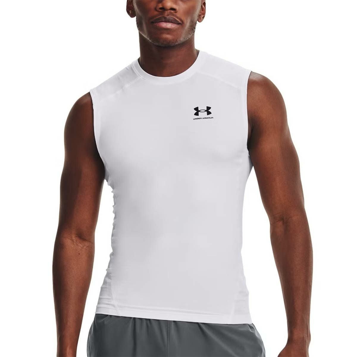 アンダーアーマーUNDERARMOURジムフィットネスヨガウェアインナーシャツアンダーシャツヒートギアアーマーコンプレッションスリーブレスシャツHGArmourCompSL1361522-100メンズ男性25FA秋冬