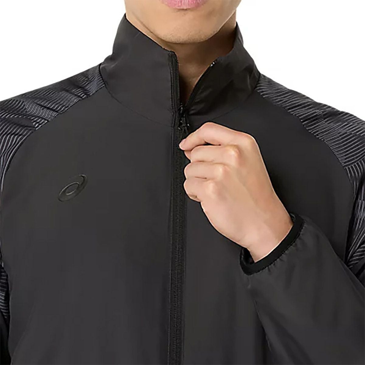 アシックスasicsジムフィットネスヨガウェアアウタージャケット裏トリコットグラフィックウインドブレーカージャケット2031F175メンズ男性25AF