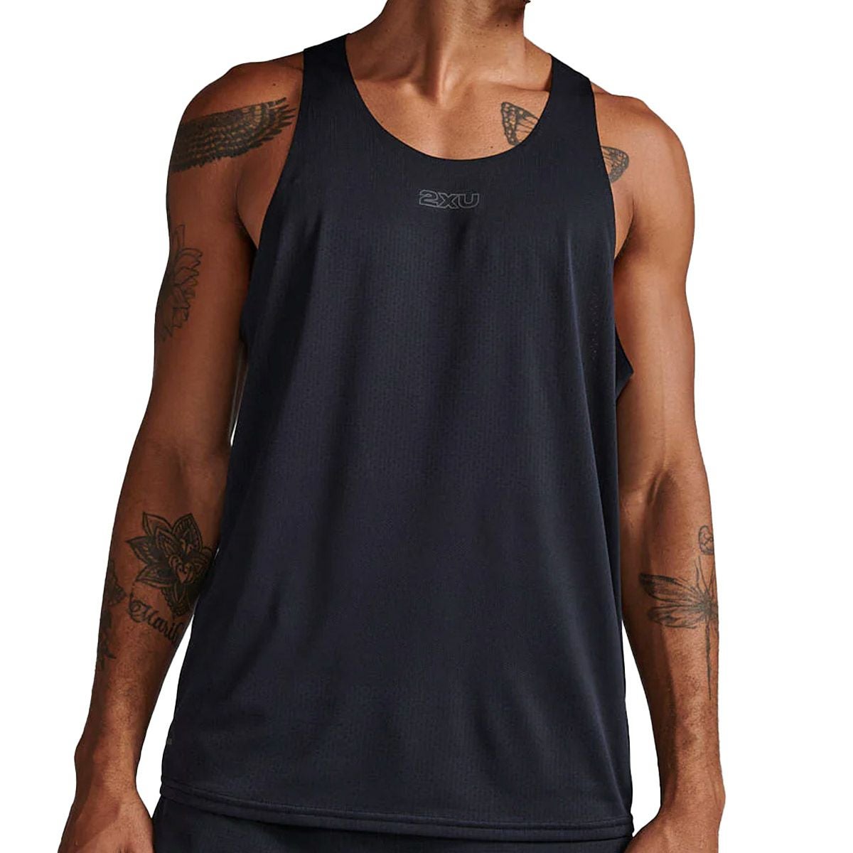 2XUツータイムズランニングウェアノースリーブタンクトップライトスピードテックシングレットLightSpeedTechSingletMR7151A-BLKBRFメンズ男性25FA秋冬
