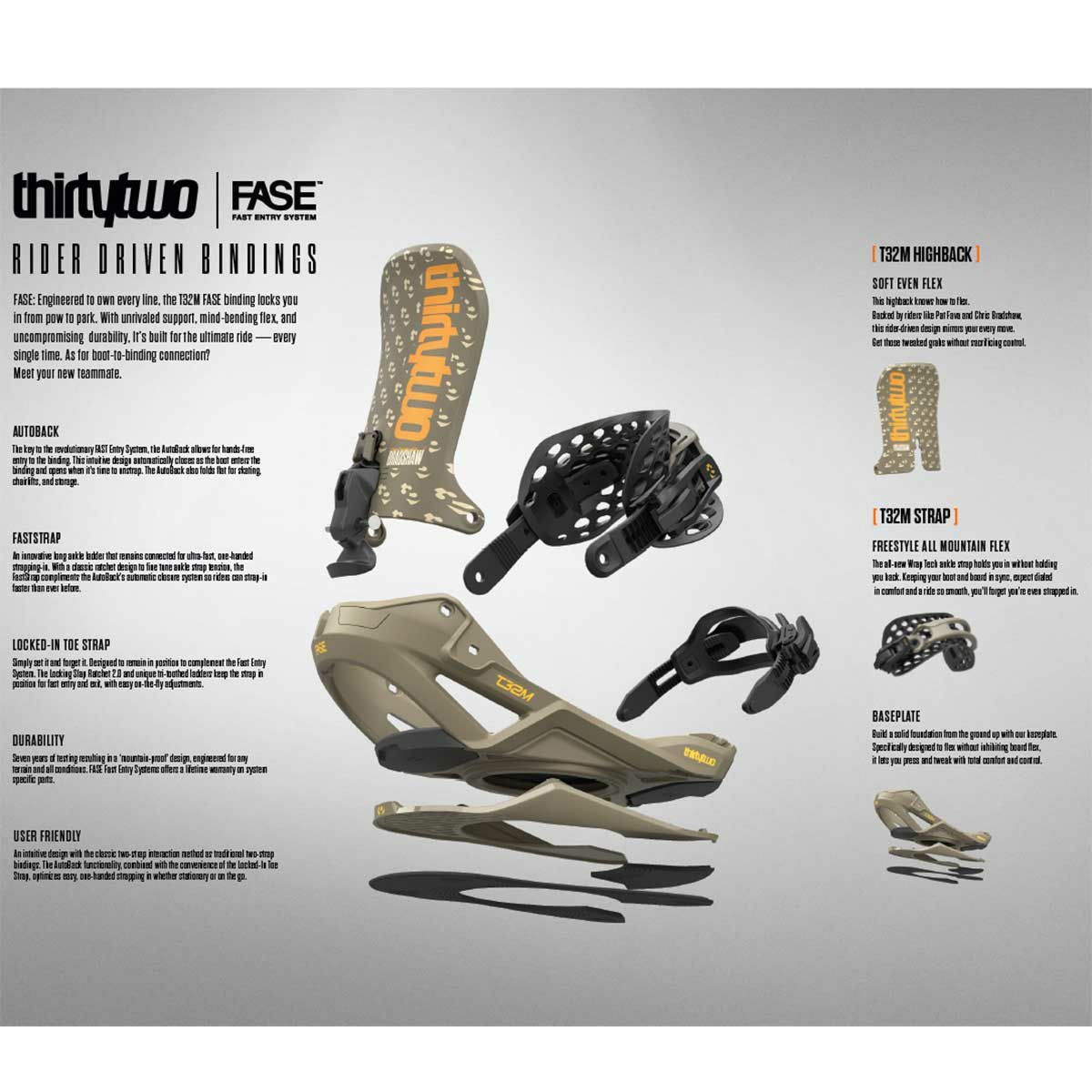 サーティーツーTHIRTYTWO32スノボースノボスノーボードバインディングビンディングT32MFASEBLACKT26BNUFASBKメンズ男性25-26