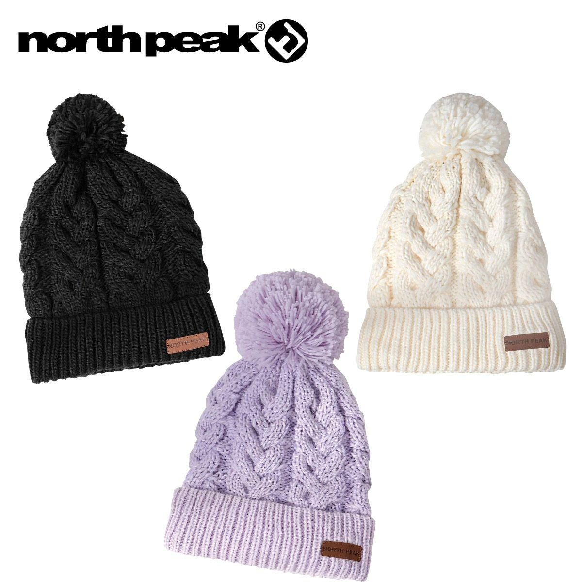 ノースピークnorthpearkスノボースノボスノーボード帽子ニット帽ビーニー雪遊びフリースボンボンNP-9438ジュニアキッズ子ども男の子女の子25-26