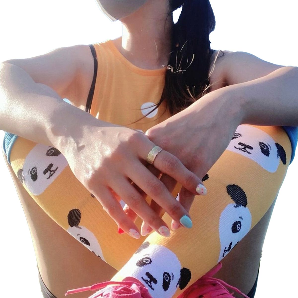 ファンランFanrunnnランニングソックス靴下着圧ハイソックスPANDAJ6PANDA-J6レディース女性