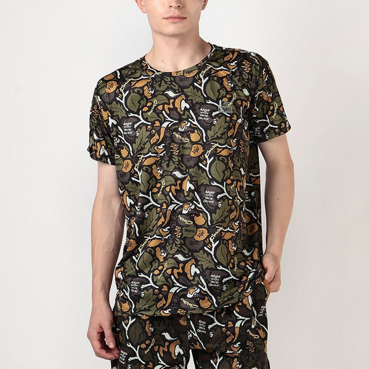 チャムスCHUMSランニングウェア半袖TシャツパターンドTシャツPatternedT-ShirtCH01-2641メンズレディースユニセックス25FA秋冬