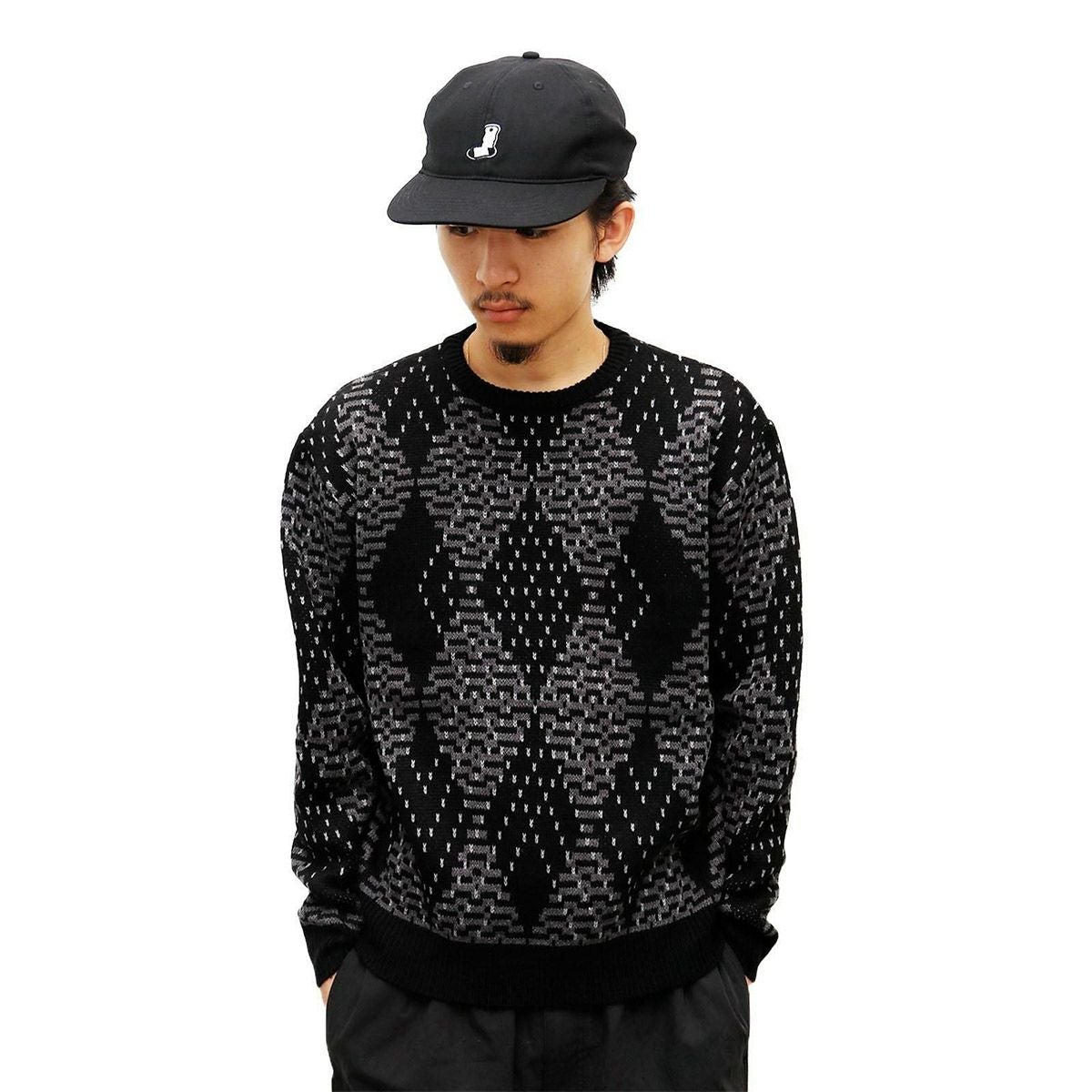 ウィムジーWHIMSYスケボースケートボードウェアニットセータービッグアーガイルセーターBigArgyleSweter12231U130291メンズレディースユニセックス25FA秋冬