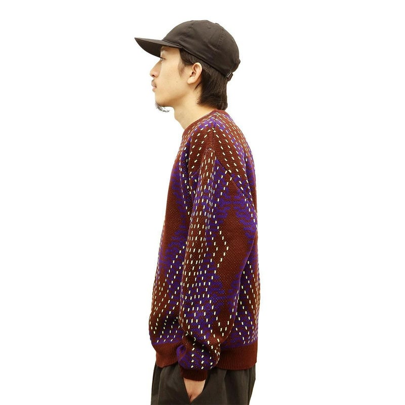 ウィムジーWHIMSYスケボースケートボードウェアニットセータービッグアーガイルセーターBigArgyleSweter12231U130291メンズレディースユニセックス25FA秋冬