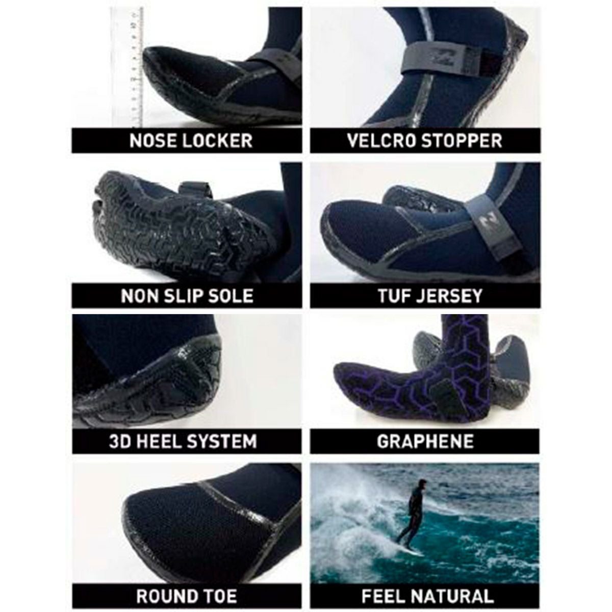 ビラボン BILLABONG サーフィン サーフ ソックス ブーツ GRAPHENE
