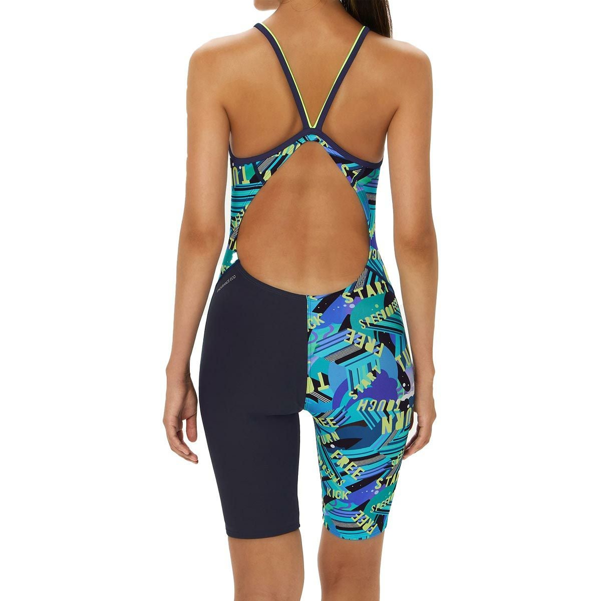 スピードSPEEDOスイムフィットネス競泳水着ワーディングストライプスターンズニースキンSTW12606-AQレディース女性26S1