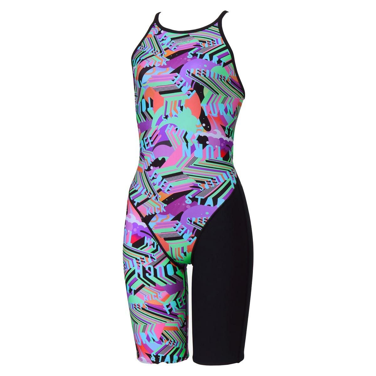 スピードSPEEDOスイムフィットネス競泳水着ワーディングストライプスターンズニースキンSTW12606-MTレディース女性26S1