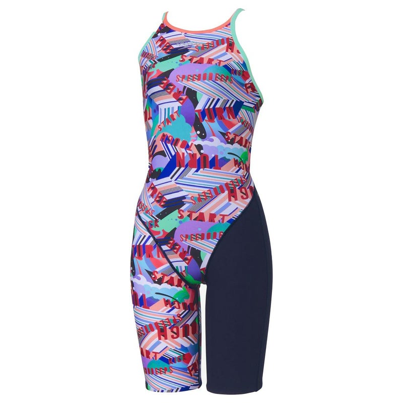 スピードSPEEDOスイムフィットネス競泳水着ワーディングストライプスターンズニースキンSTW12606-REレディース女性26S1