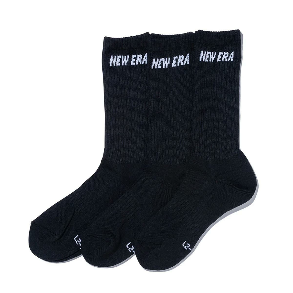 NEW ERA ブラックソックス シロ ニューエラ NEWERA ソックス クルー 3ペア ブラック 14518183｜その他