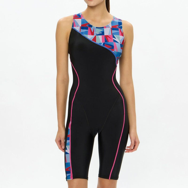 スピードSPEEDOスイムフィットネス競泳水着パズルルースンニースキンSFW12611-REレディース女性26S1