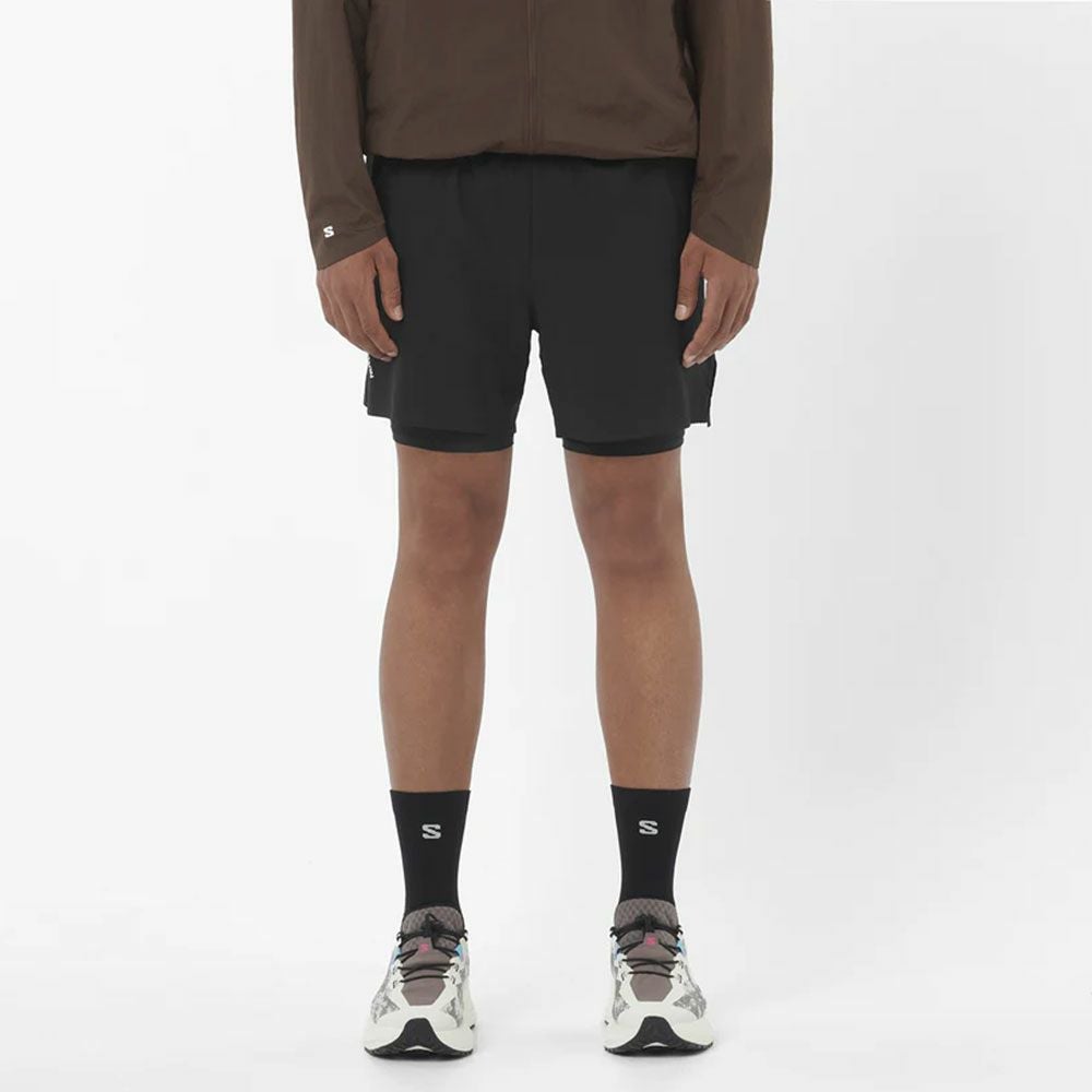 サロモンSALOMONランニングウェアボトムスショートハーフパンツ短パンSENSEAERO2IN1TRAIL5"LC2768900メンズ男性26SP春夏