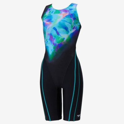 スピードSPEEDOスイムフィットネス競泳水着カラーオブウェーブスルースンニースキンSFW12612-AQレディース女性26S1