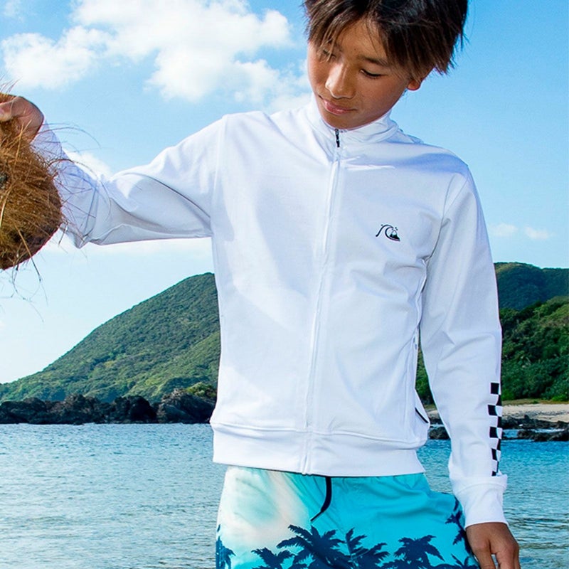 クイックシルバーQuiksilverサーフィンサーフラッシュガードUVカットCHECKERZIPYOUTHジップラッシュガードKLY261006ジュニアキッズ子ども男の子女の子26SP春夏