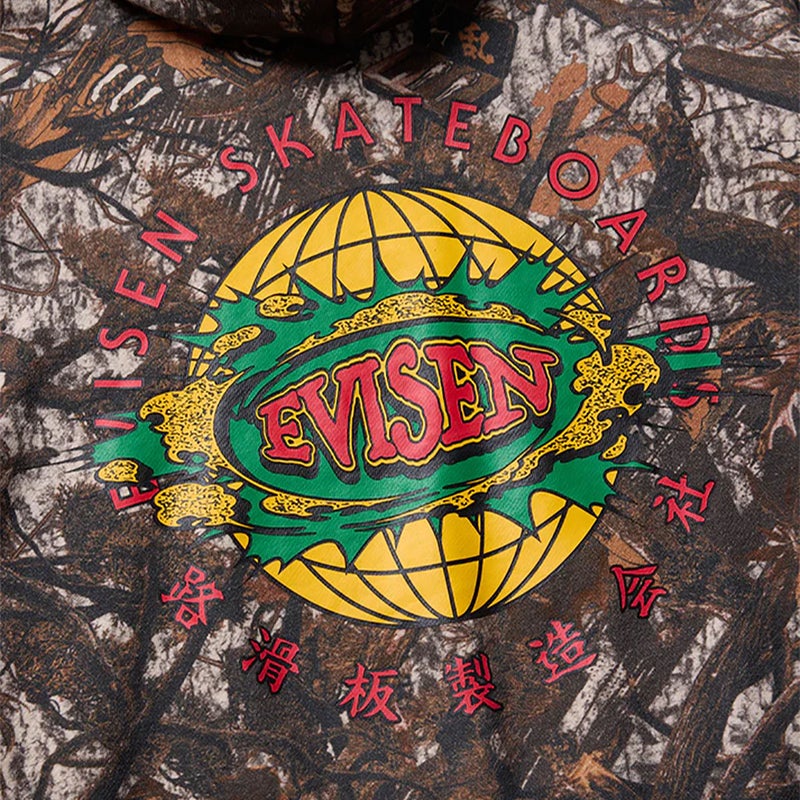 エビセンEVISENスケボースケートボードウェアスウェットパーカーSUSHICAMOHOODIE26SS-SW03メンズ男性26SP春夏