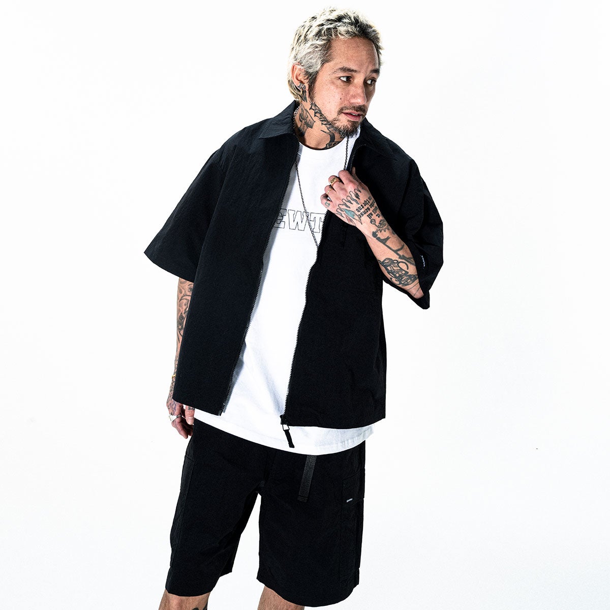 ニュートラル NEWTRAL メンズ 半袖シャツ Nylon Zip-Up Shirt