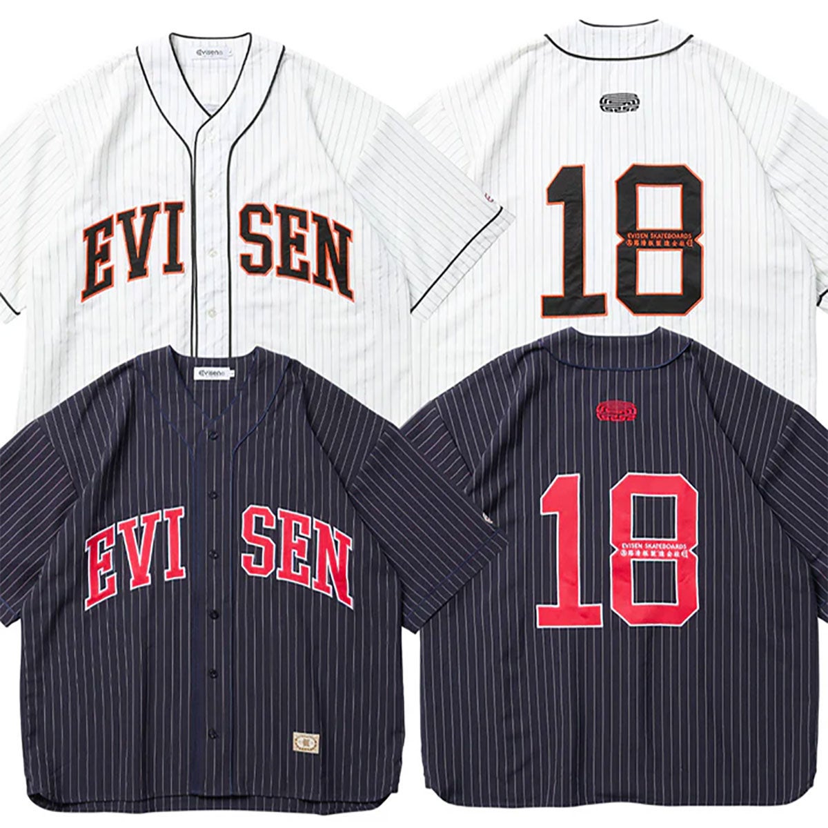エビセンEVISENスケボースケートボードウェア半袖シャツOFFICIALREPLICABASEBALLSHIRT26SS-S03メンズ男性26SP春夏