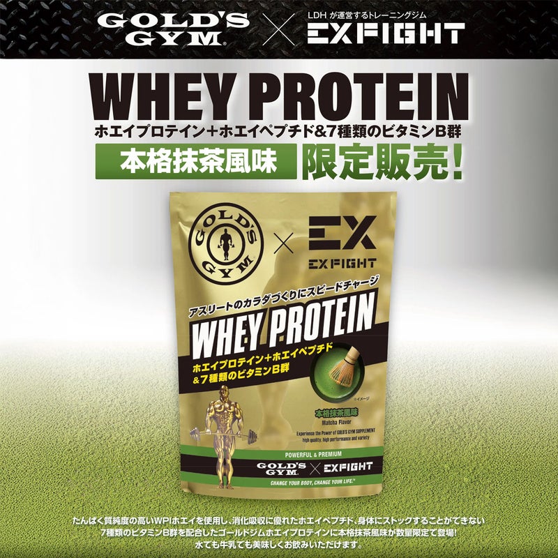 ゴールドジムGOLD'SGYMサプリメントダイエット健康プロテインGOLD'SGYM×EXFIGHTWPIホエイプロテイン本格抹茶風味720gF6972
