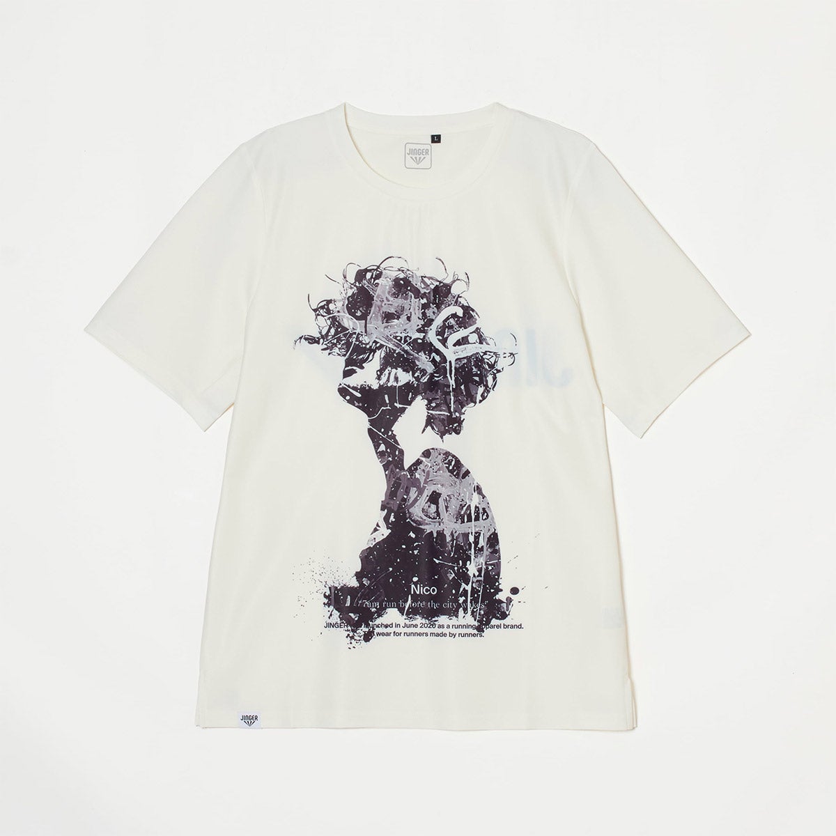 ジンガーJINGERランニングウェア半袖TシャツランニングTシャツJ-1051-WHTBLKメンズレディースユニセックス26SP春夏