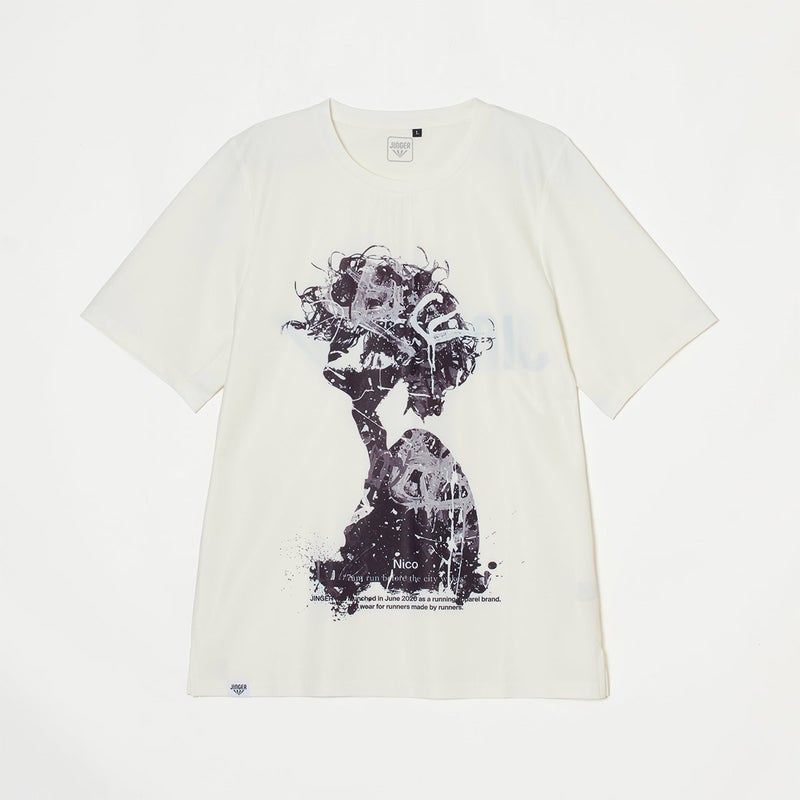 ジンガーJINGERランニングウェア半袖TシャツランニングTシャツJ-1051-WHTBLKメンズレディースユニセックス26SP春夏