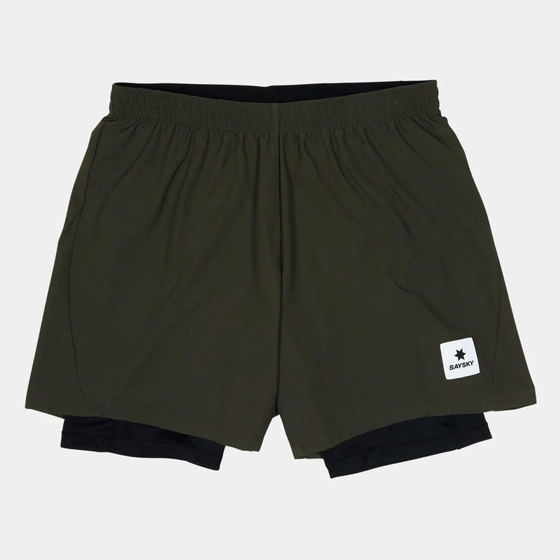 セイスカイSAYSKYランニングウェアボトムスショートハーフパンツ短パンPace2-in-1Shorts5``-GreeSM40002C301メンズ男性26SP春夏