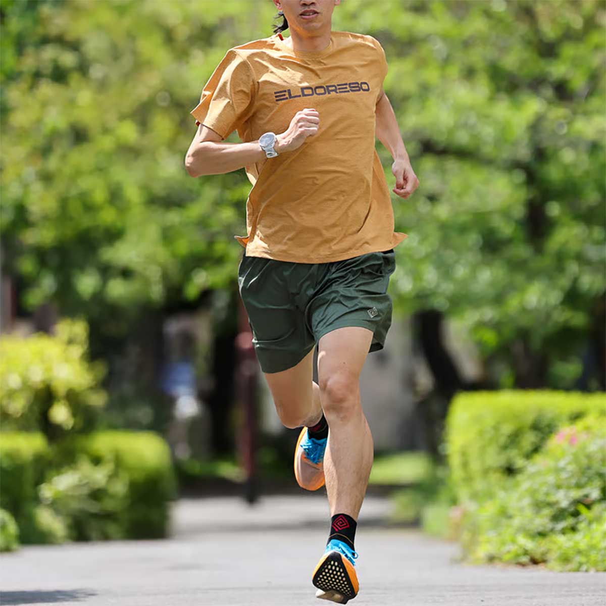 エルドレッソELDORESOランニングウェア半袖TシャツLogoTeeE1018016メンズレディースユニセックス26SP春夏