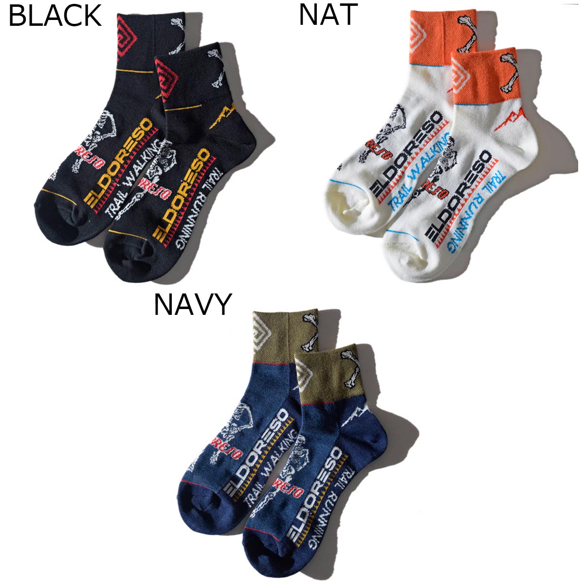 エルドレッソELDORESOランニングソックス靴下SkullSocksE7603916メンズレディースユニセックス26SP春夏