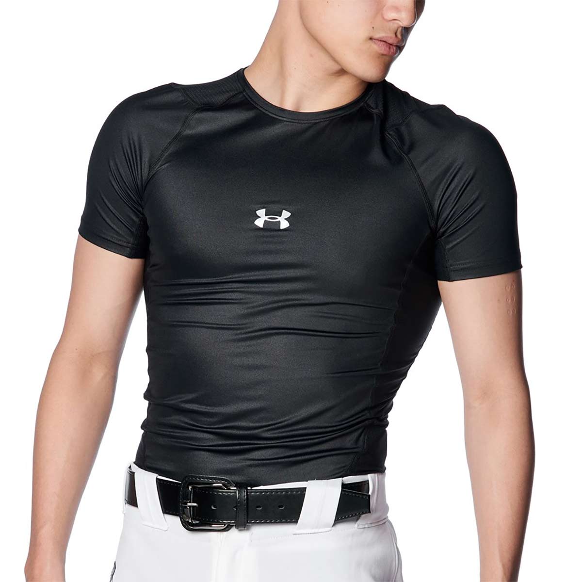 アンダーアーマーUNDERARMOURジムフィットネスヨガウェア半袖Tシャツアイソチルコンプレッションショートスリーブクルーネックシャツ1364732-001メンズ男性26SP春夏
