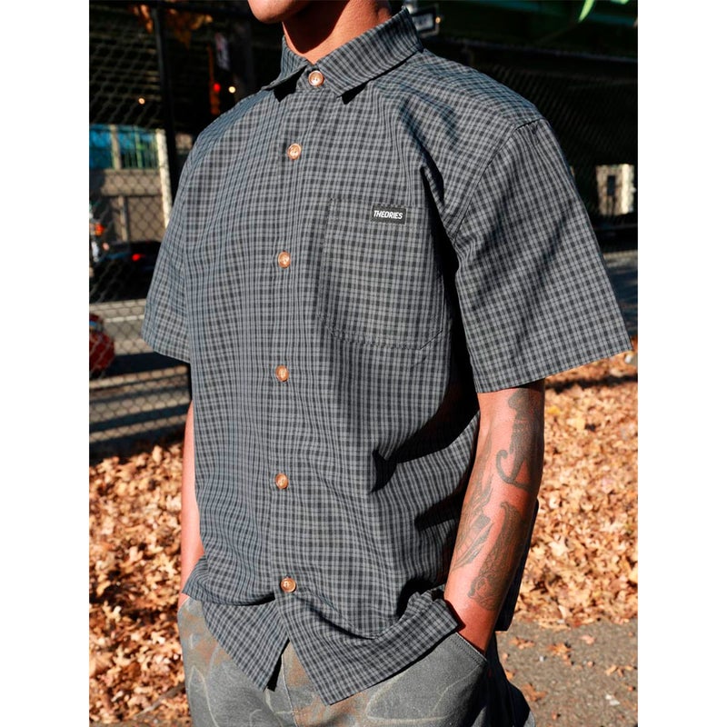 セオリーズTHEORIESスケボースケートボードウェア半袖シャツAVIGNONFlannelButtonUpAzureBlue36391SE80204メンズ男性26SP春夏