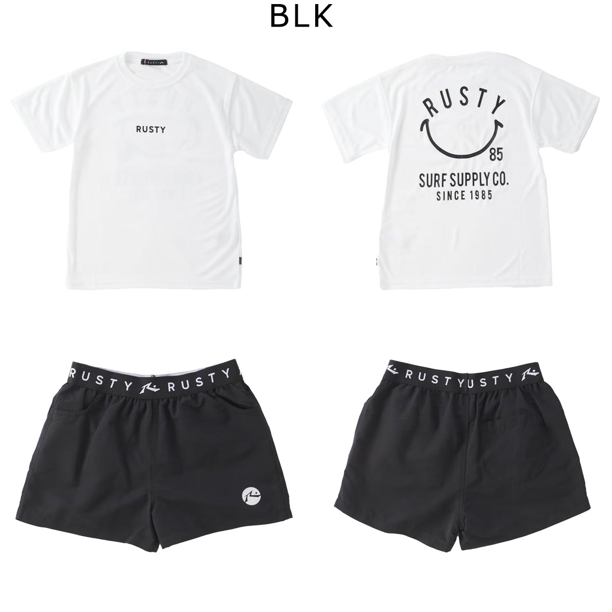 ラスティRUSTYサーフィンサーフ水着ニコちゃんラッシュTシャツ付き4点セット964806ジュニアキッズ子ども女の子