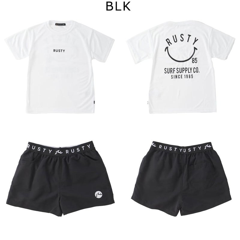 ラスティRUSTYサーフィンサーフ水着ニコちゃんラッシュTシャツ付き4点セット964806ジュニアキッズ子ども女の子