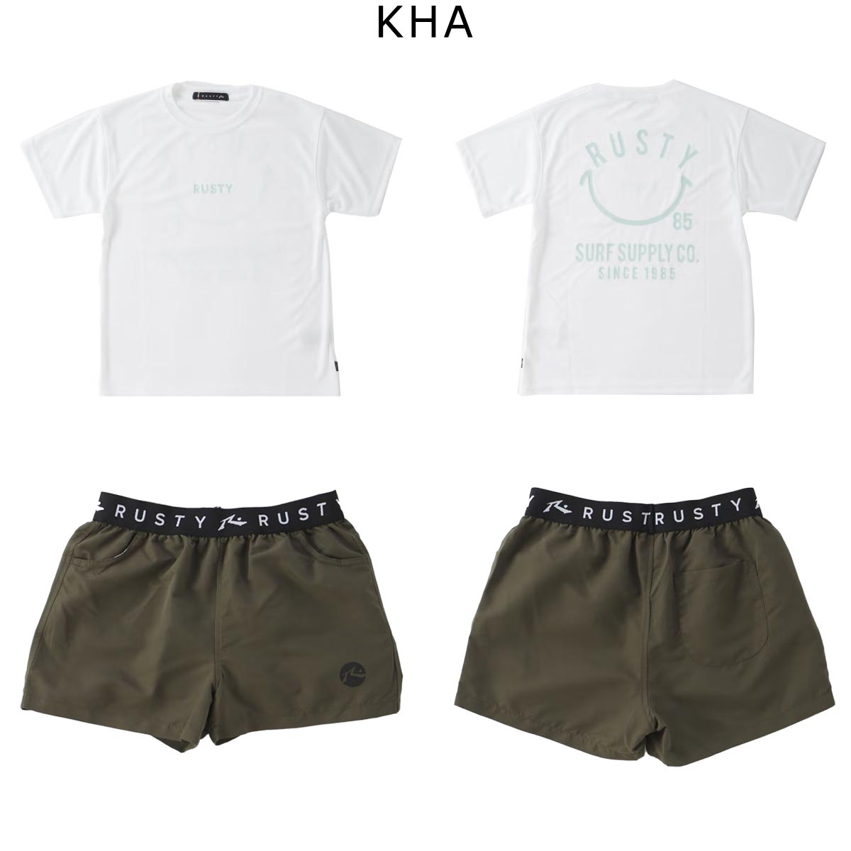 ラスティRUSTYサーフィンサーフ水着ニコちゃんラッシュTシャツ付き4点セット964806ジュニアキッズ子ども女の子