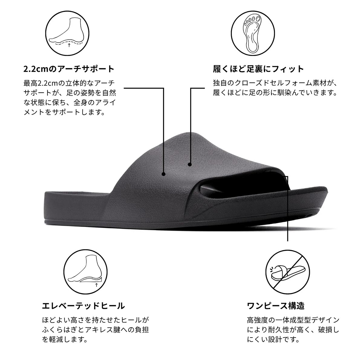 アーチーズArchiesスポーツサンダル靴アーチサポートスライドサンダルACHT002メンズレディースユニセックス26SU春夏