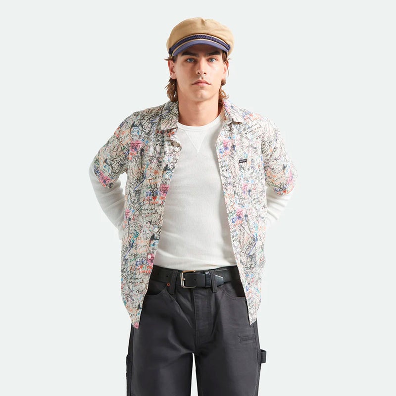 ブリクストンBRIXTONスケボースケートボードウェア半袖シャツCRUPRINTS/SWVN22910メンズ男性26SP春夏