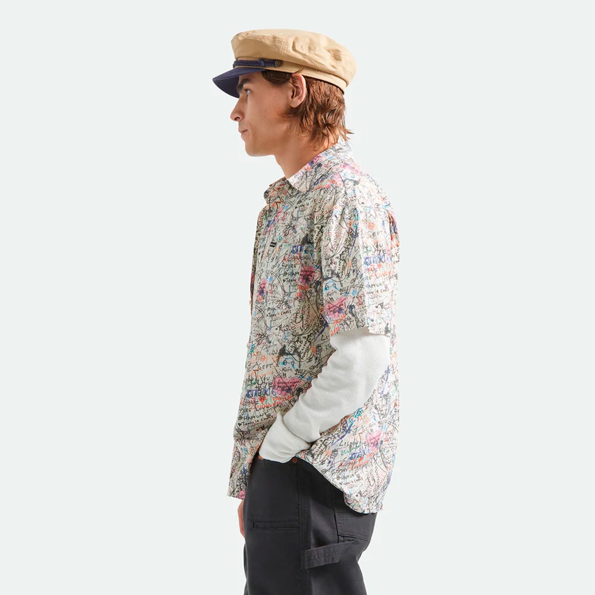 ブリクストンBRIXTONスケボースケートボードウェア半袖シャツCRUPRINTS/SWVN22910メンズ男性26SP春夏