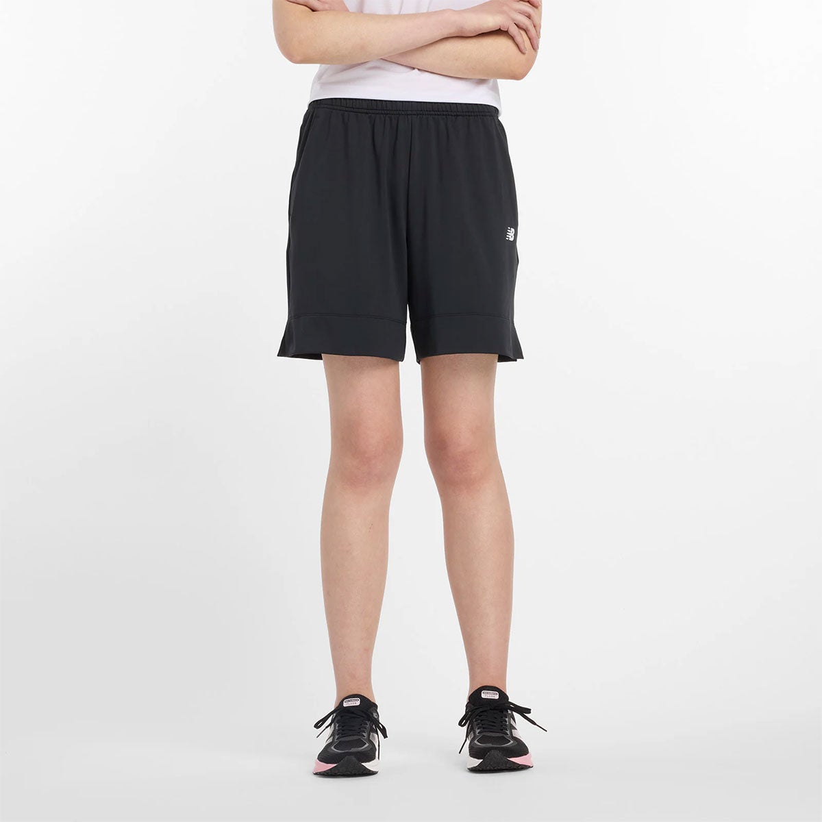ニューバランスNewBalanceジムフィットネスヨガウェアボトムスショートハーフパンツ短パンSportジャージショーツパンツインナー無しAWS53401-BKレディース女性26SP春夏