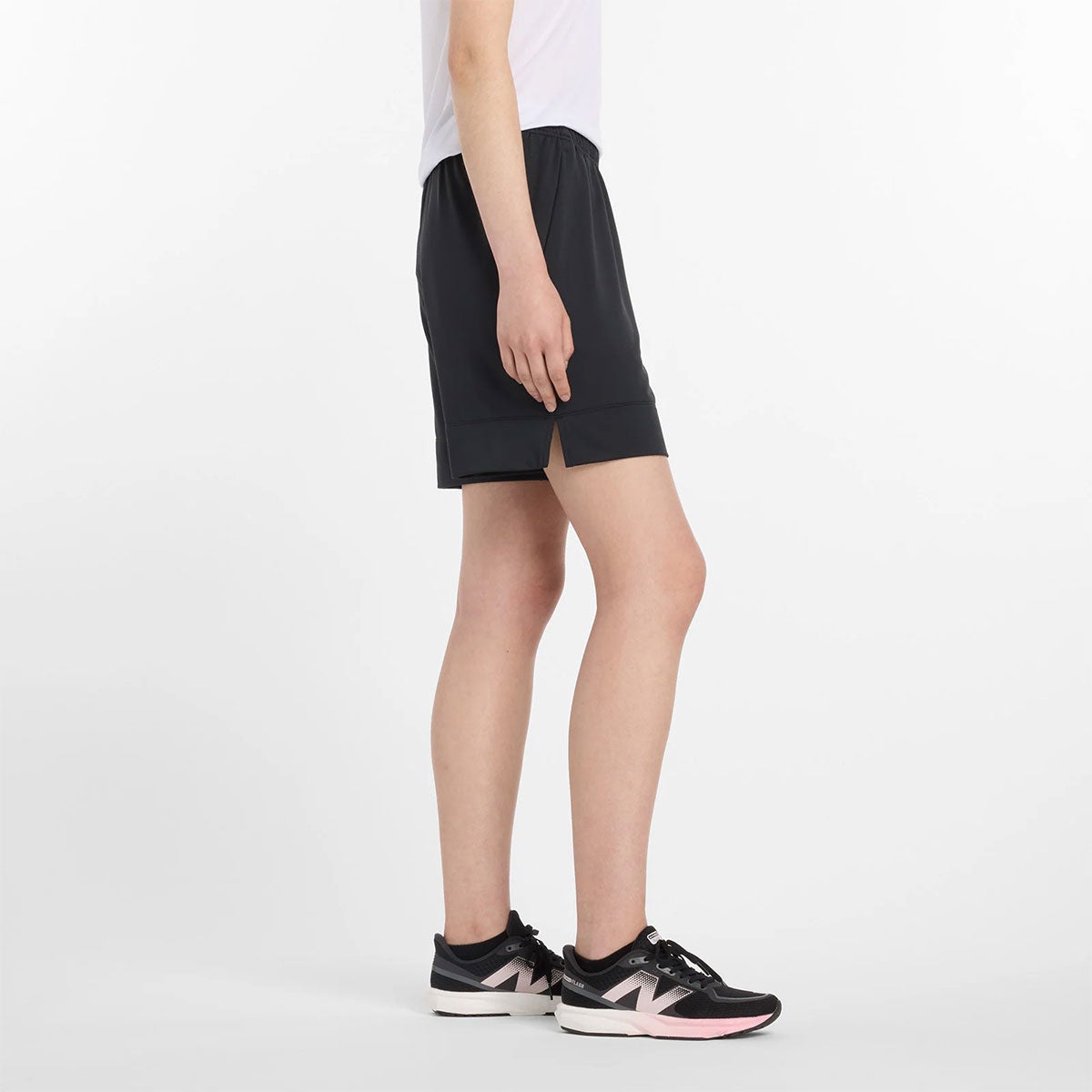 ニューバランスNewBalanceジムフィットネスヨガウェアボトムスショートハーフパンツ短パンSportジャージショーツパンツインナー無しAWS53401-BKレディース女性26SP春夏